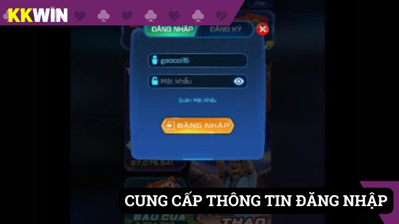 Người chơi sẽ cung cấp các thông tin được yêu cầu